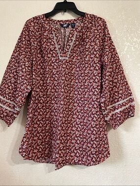 LANDS’ END Brown Floral Blouse